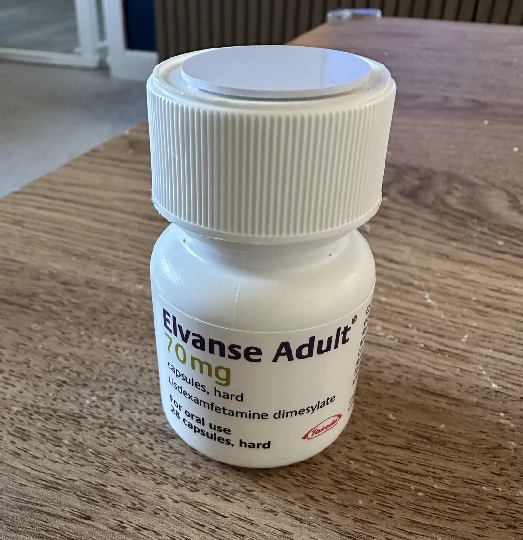 vyvanse / elvanse 70 mg Blå og orange Elvanse 70 mg kapsler i original beholder