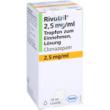 Flaske med Rivotril Clonazepam 2,5 mg/ml orale dråber